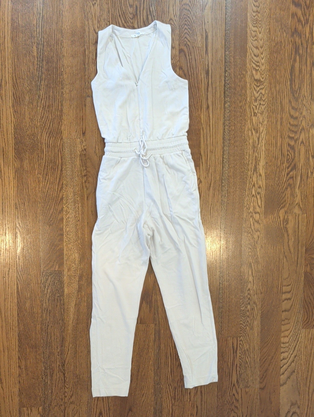 Splendid Cream Sleeveless Drawstring Jumpsuit